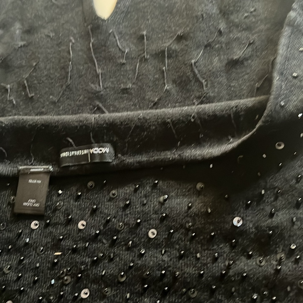 MODA International Black Sequin & Beads Embellished Sleeveless & Backless Top. - Picture 8 of 15
